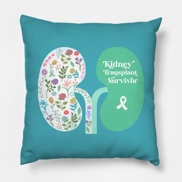 Kidney Transplant Wildflowers Original Design Pillow by Wildey Design