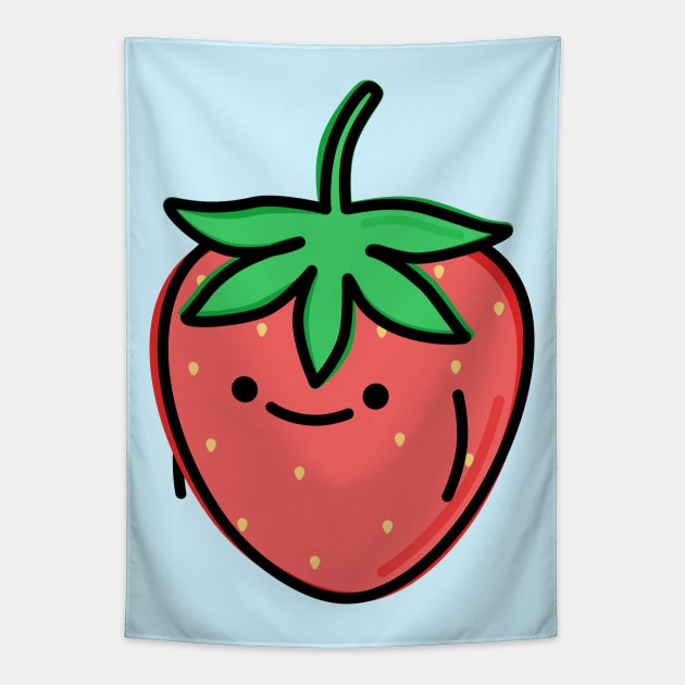 Cute Strawberry Tapestry by happyfruitsart