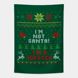 I'm Not Santa I'm A Hipster Ugly Christmas Sweater Style Tapestry