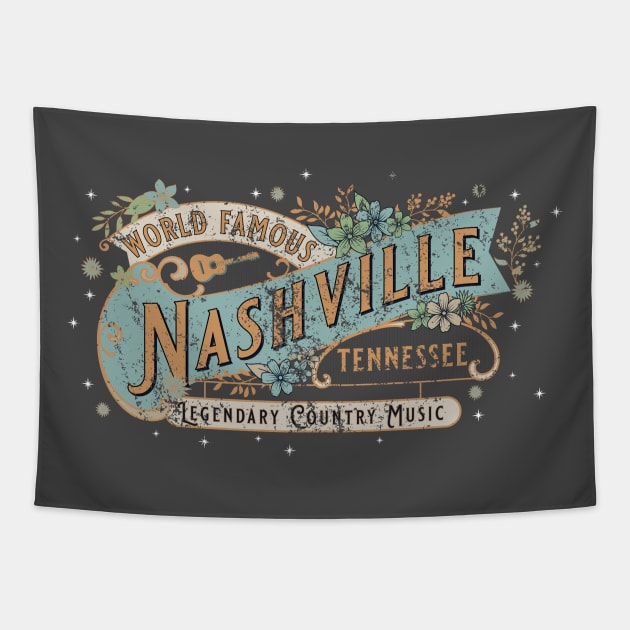 Vintage Nashville (Rough) Tapestry by DavidLoblaw