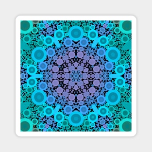 Dot Mandala Flower Blue Green and Purple Magnet