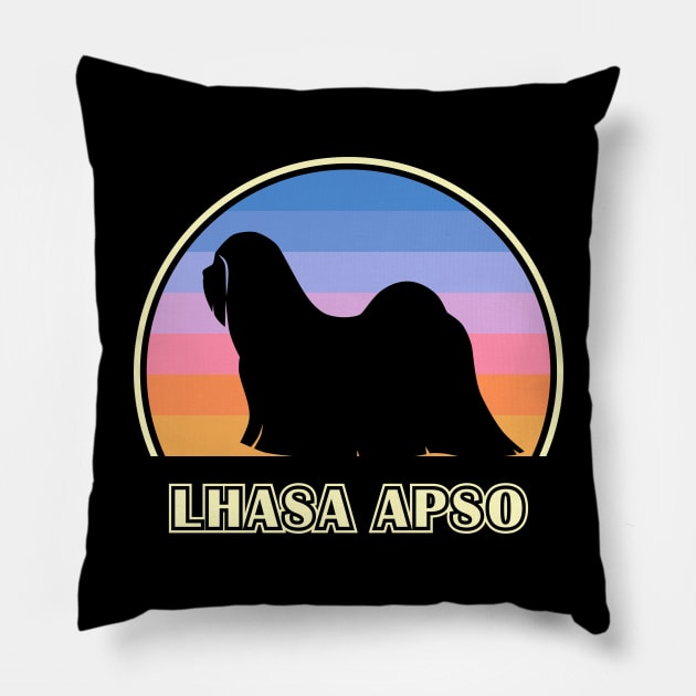 Lhasa Apso Vintage Sunset Dog Pillow by millersye