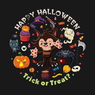 Kids Happy Halloween Werewolf T-Shirt