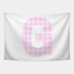 Pink Letter G in Plaid Pattern Background. Tapestry