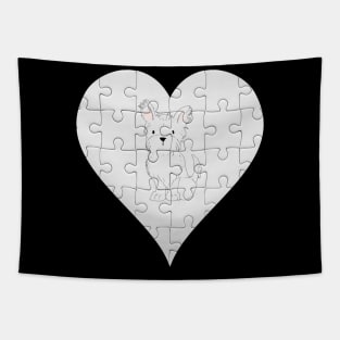 Terrier Heart Jigsaw Pieces Design - Gift for Terrier White Lovers Tapestry