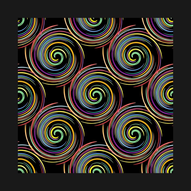 Repeating Spiral Pattern on Black Background by dianecmcac