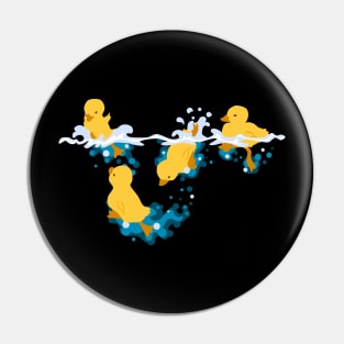 Happy Splashing Ducklings Pin