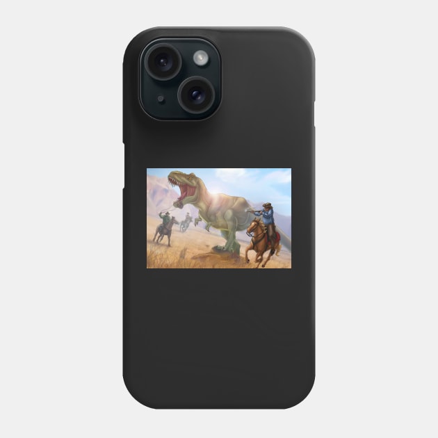 T-Rex and Cowboys Phone Case by Unicornarama