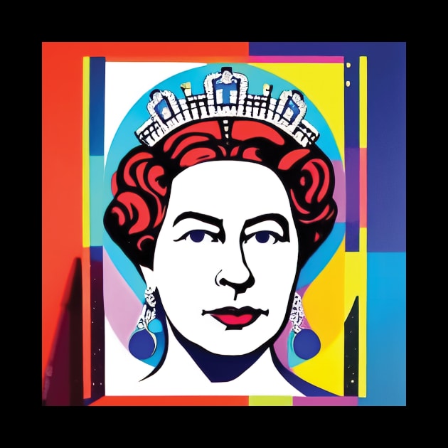 Queen Elizabeth II in Gouache Pop Art - Bold by Cosmic Capricorn