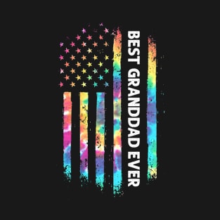 Best Granddad Ever Tie Dye USA Flag Mother's Father's Day T-Shirt