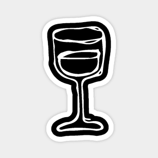 Wine Glass Doodle White Magnet