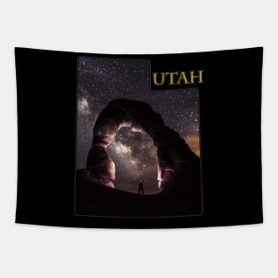 Utah State Outline - Delicate Arch in Arches National Park Tapestry