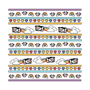 Rainbow Pixel Art Cows T-Shirt