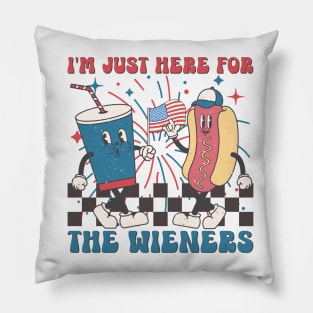 Hot Dog I'm Just Here For The Wieners 4Th Of July Pillow