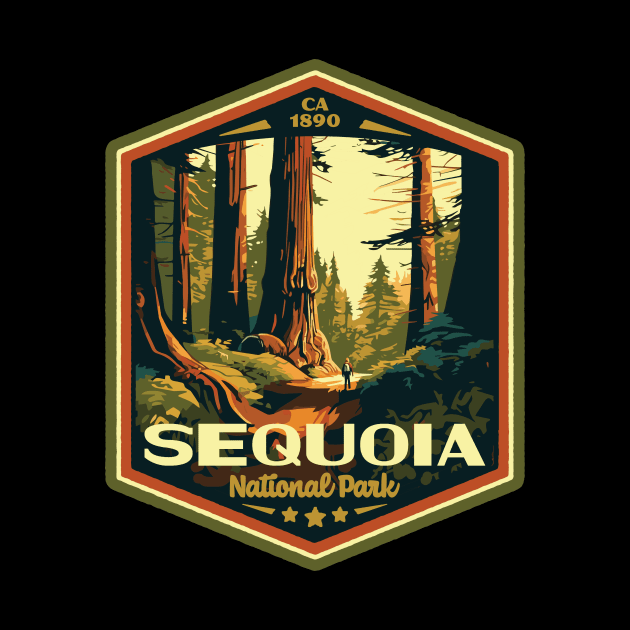 Sequoia National Park Vintage WPA Style Outdoor Badge by GIANTSTEPDESIGN