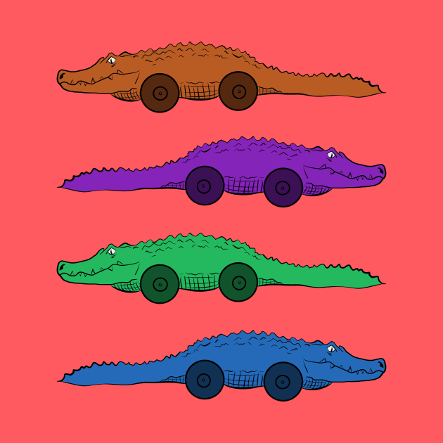 Crocodile with wheels surreal and fun art by cypryanus