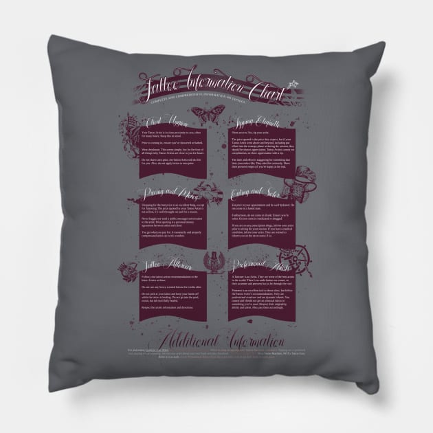 Tattoo Information Chart Pillow by Jarrodjvandenberg