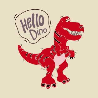 cute colorful red dinosaur illustration for kids T-Shirt