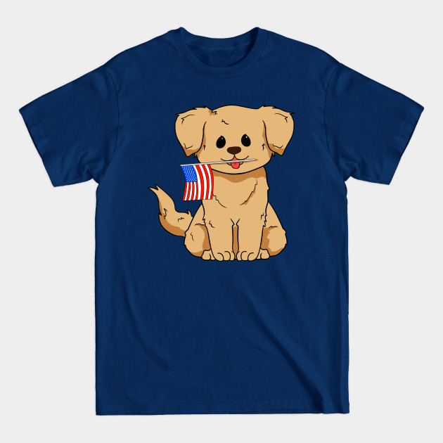 Disover USA America Golden Retriever Dog American July 4th Independence Day - Golden Retriever Dog 4th Of July - T-Shirt
