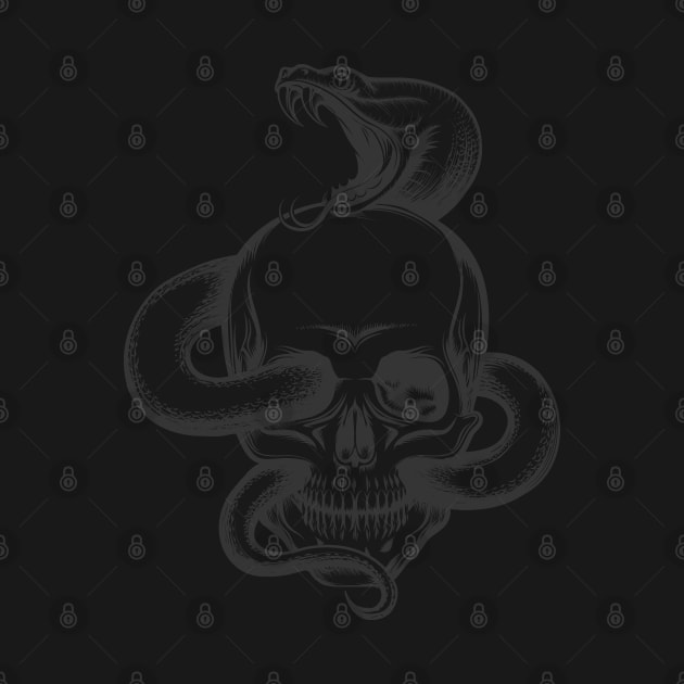 Snake and Skull Engraving Illustration by devaleta