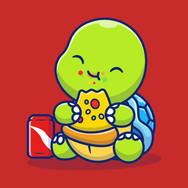 Cute Turtle Eating Pizza With Soda by Catalyst Labs