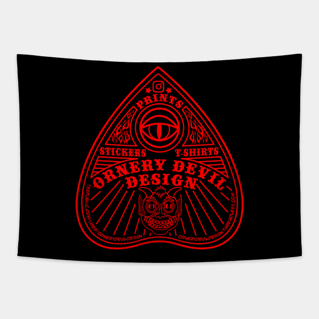 Ornery Devil Ouija planchette Tapestry by OrneryDevilDesign