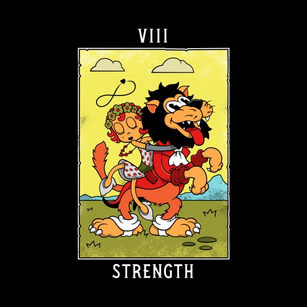 Strength- Mystical Medleys - Vintage Cartoon Tarot by Mystical Medleys