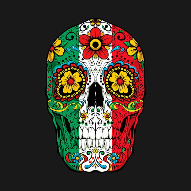 Day Of The Dead Sugar Skull Cinco de Mayo Women Mexican Flag by Delsman35