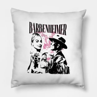 Barbenheimer White Vintage Pillow