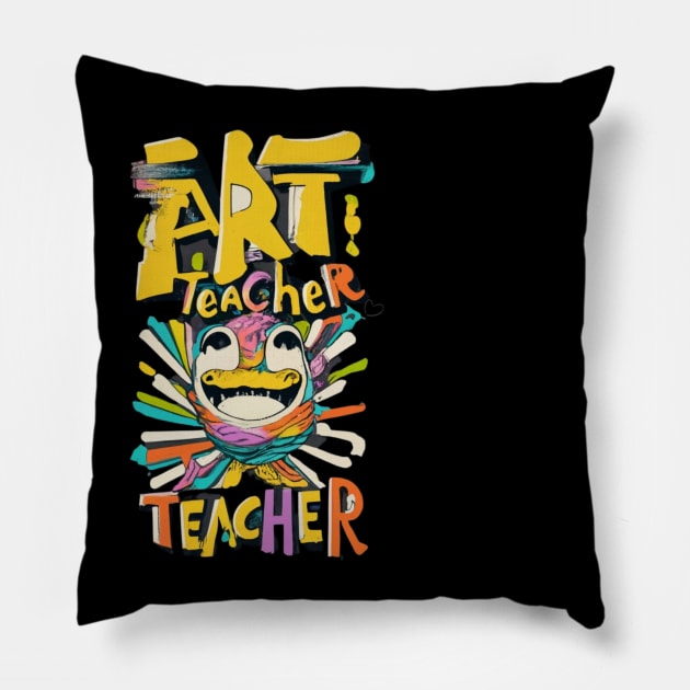 Art teacher funny cute victor design Pillow by Nasromaystro