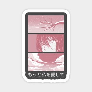 Minimalistic Manga Panel Design in Pink Colors Magnet