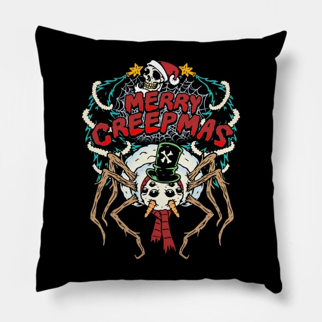 Merry Creepmas Horror Pillow by MonstersandMartians