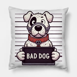 Bad Dog Muzzeled Jail Mugshot Pillow