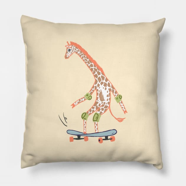 Skater Giraffe Pillow by Das Brooklyn