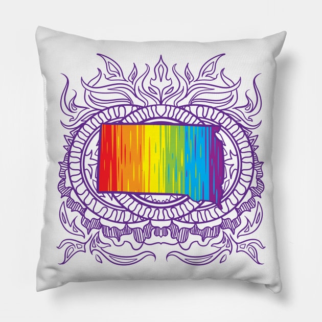 South Dakota Mandala Pride Pillow by Manfish Inc.