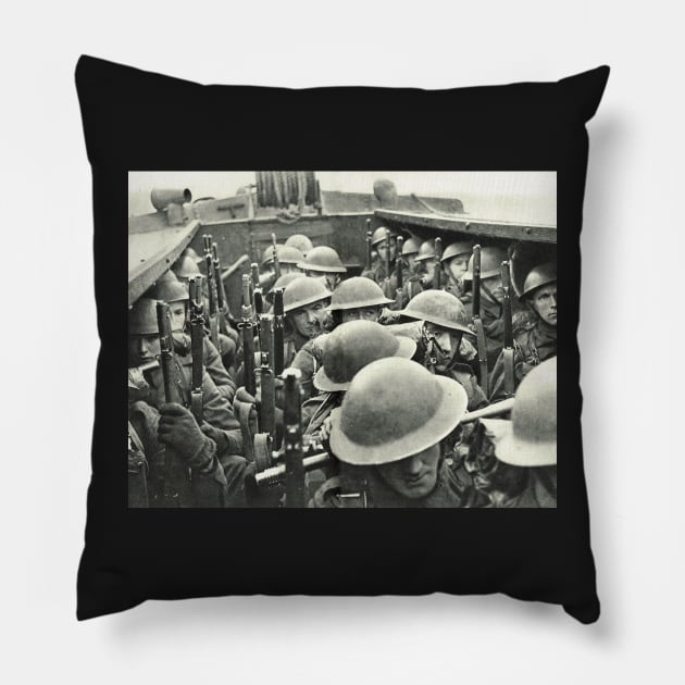 WW2 Royal Marines Landing party Pillow by artfromthepast