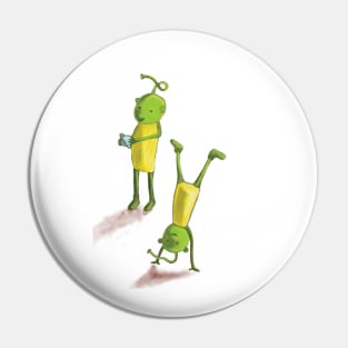 Martians playing Illustration Pin