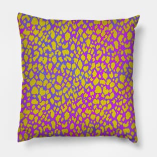 Yellow on Purple and Blue Animal Print Pillow