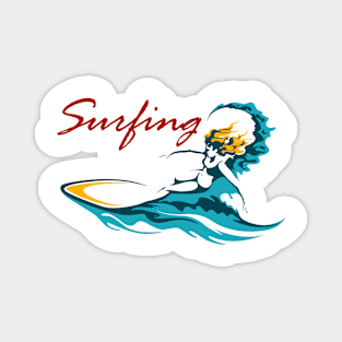 Surfing Club or Camp Emblem Magnet