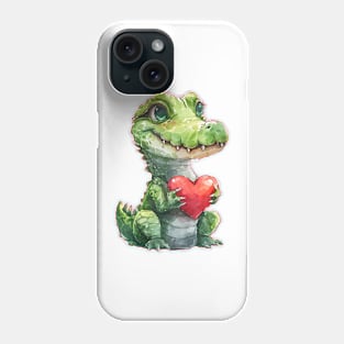 Valentine Crocodile Holding Heart Phone Case