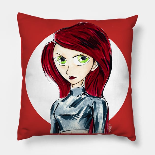 kim the red head spy Pillow by jorge_lebeau