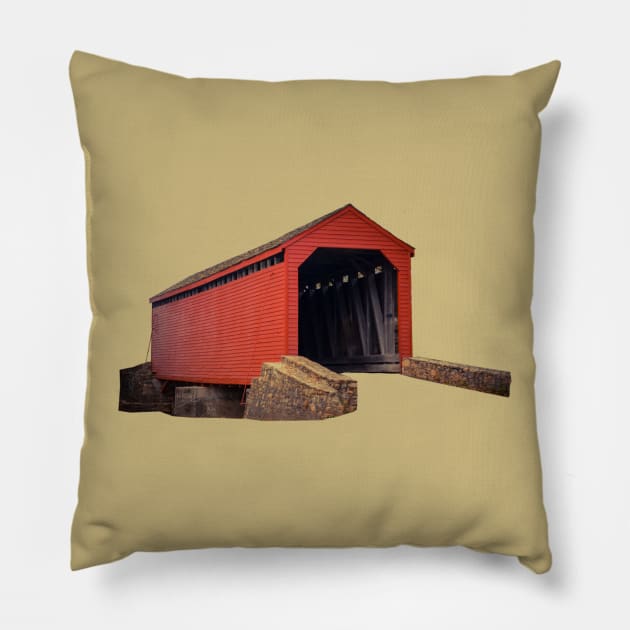 Loy's Station Covered Bridge Pillow by Enzwell