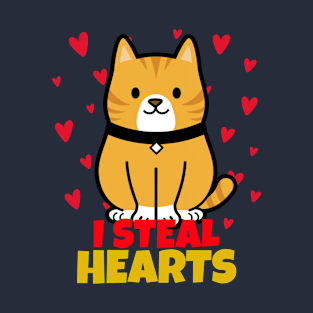 I Steal Hearts Valentine Cat Pet Lover T-Shirt