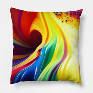 Liquid Colors Flowing Infinitely - Heavy Texture Swirling Thick Wet Paint - Abstract Inspirational Rainbow Drips Pillow