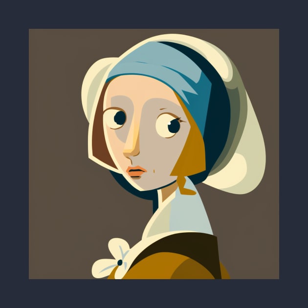 Abstract illustration of Girl with a Pearl Earring by Johannes Vermeer by KOTYA