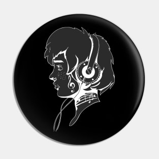 Girl with headphones Pin