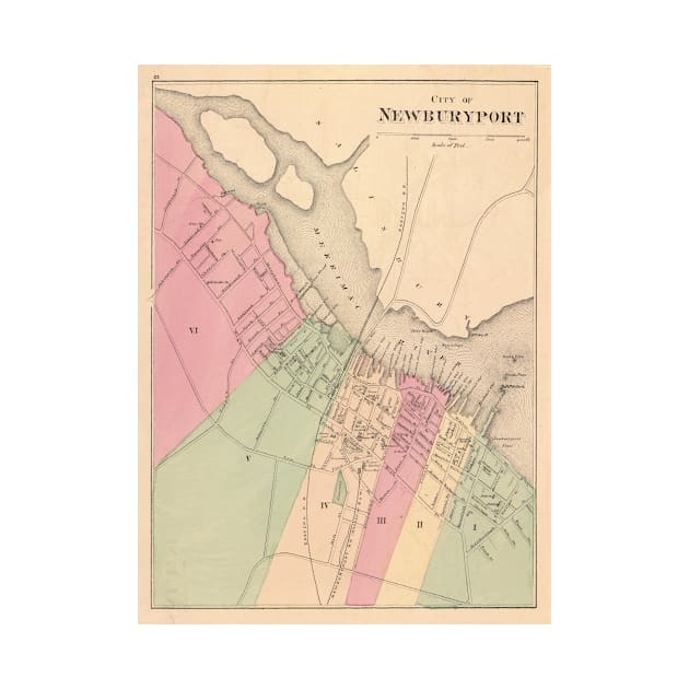 Old Newburyport MA Map (1871) Vintage Clipper City Massachusetts Atlas by Bravuramedia