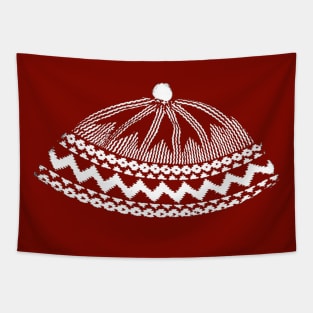 Kufi Haji Muslim Hat Dark Red Design Tapestry