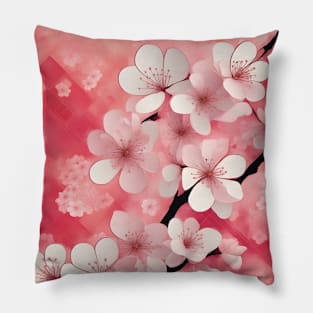 Pink Cherry Blossom Chiyogami Pattern Pillow