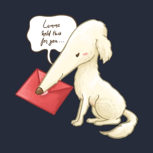 Borzoi Dog Holding a Love Letter T-Shirt